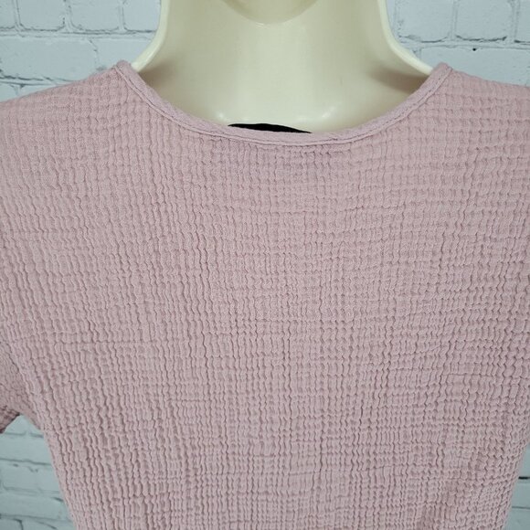 Decjuba Muted Pink 100% Cotton Muslin Short Cuffed Sleeve Top Size Small S - Picture 8 of 12